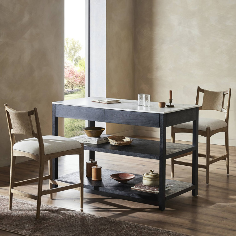 Alida Marble Top Prep Table Joss Main Base Color Black Wash Acacia